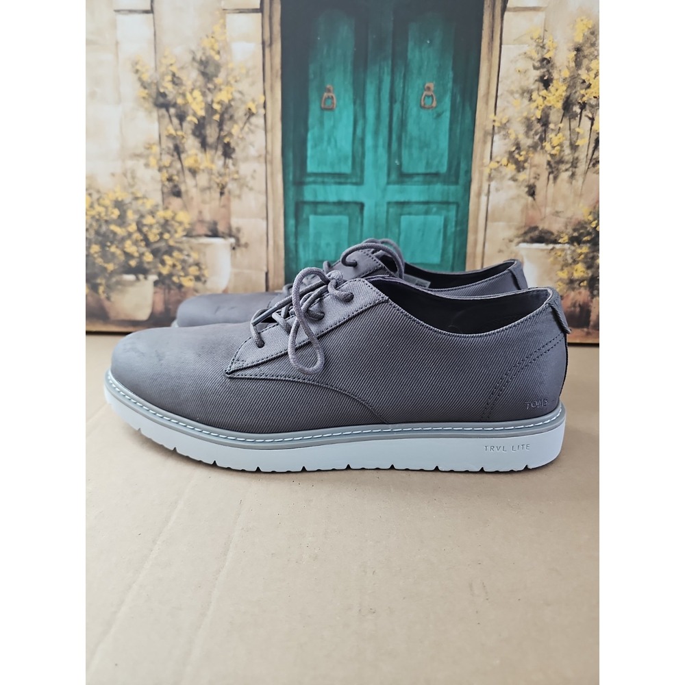 TOMS Navi Trvl Lite Oxford Shoes Men's Size 14 Grey Lace Up Low Top